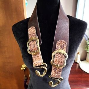 LEATHEROCK Brown Genuine Leather Belt w/Ordinate Buckle Closure